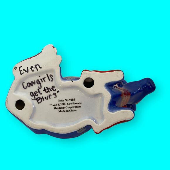 Even Cowgirls Get The Blues, Blue Cow Red Hat 2001 Retired Item #9180 - Picture 6 of 9